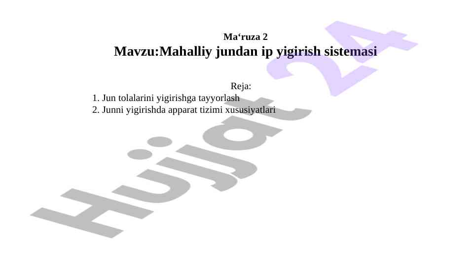 Mahalliy jundan ip yigirish tizimlari tahlili