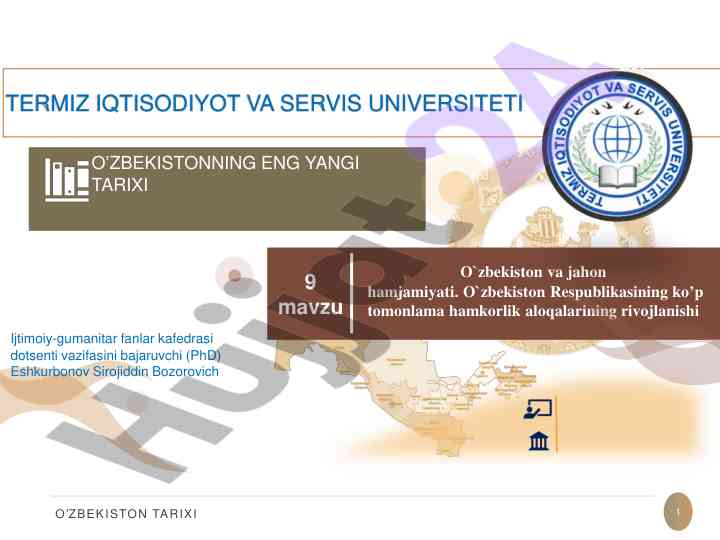 O'zbekiston tarixi va xalqaro aloqalar rivojlanishi