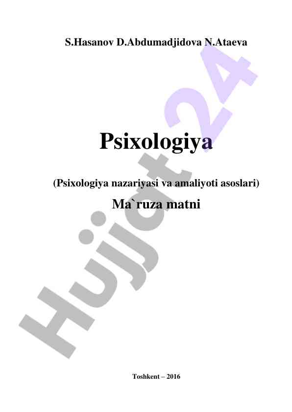 Psixologiya nazariyasi va amaliyoti asoslari