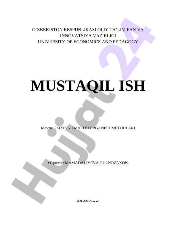 Psixika Amaliy Oʻrganish Metodlari