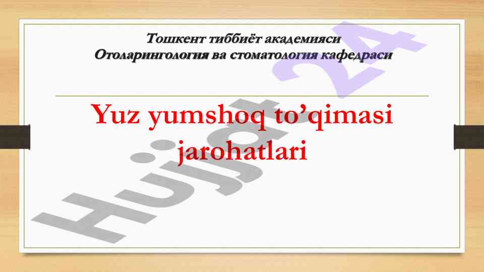 Yuz yumshoq to'qimasi jarohatlari tahlili