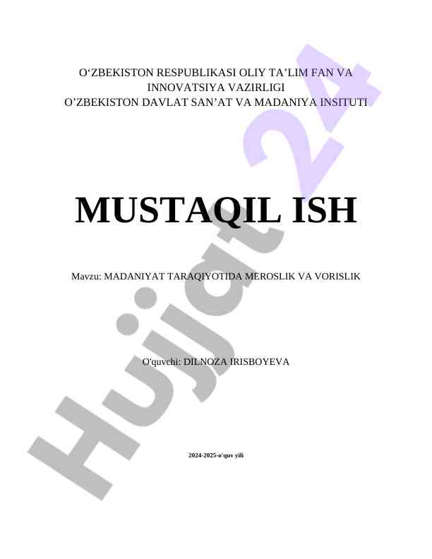 Madaniyat Taraqqiyotida Meroslik Va Vorislik