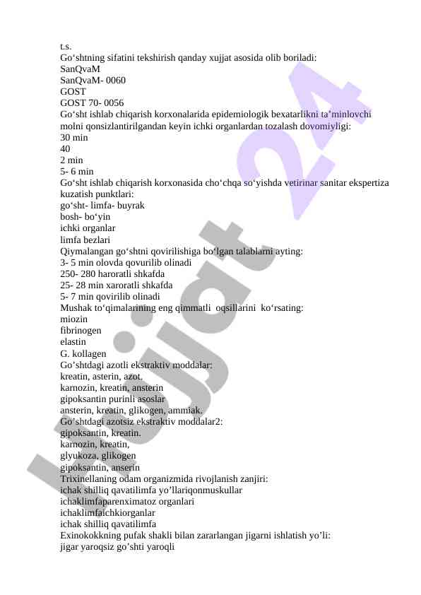 Go‘shtning sifatini tekshirish asoslari va usullari