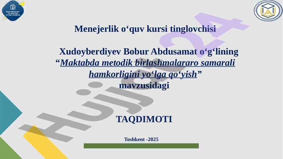 Maktabda samarali hamkorlik taqdimoti
