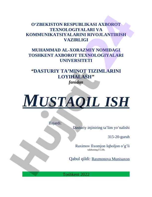 Dasturiy ta’minot tizimlarini loyihalash