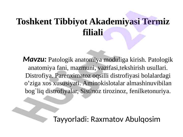 Patologik anatomiya moduliga kirish