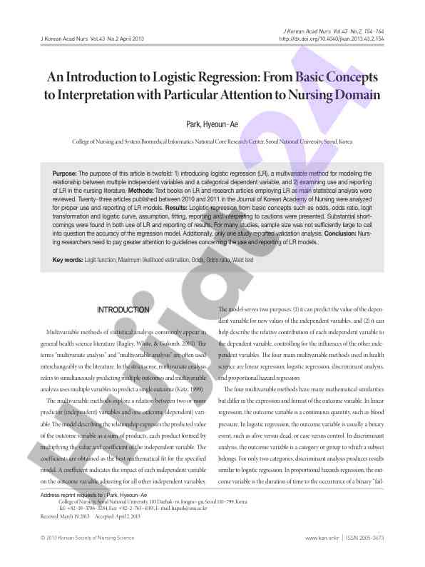 Multivariable methods in statistical analysis explained
