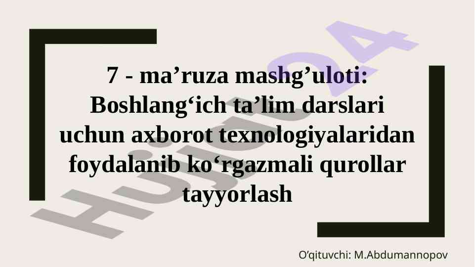 Axborot texnologiyalaridan foydalanish darslari