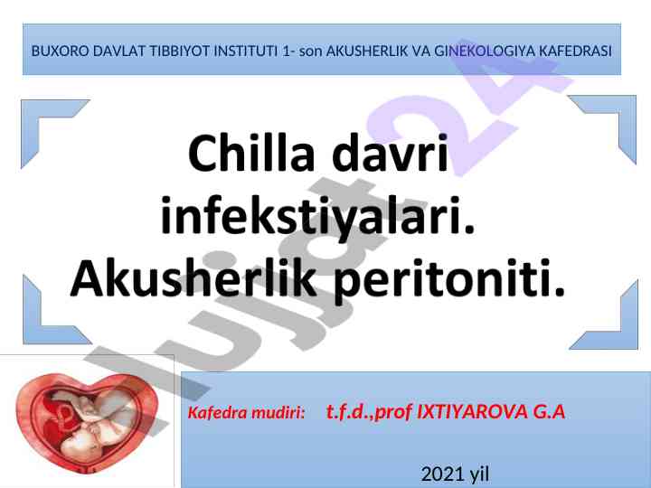 Chilla davrida tug'ruqdan keyin sepsis tahlili