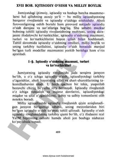 Iqtisodiy o'sish va milliy boylik tahlili