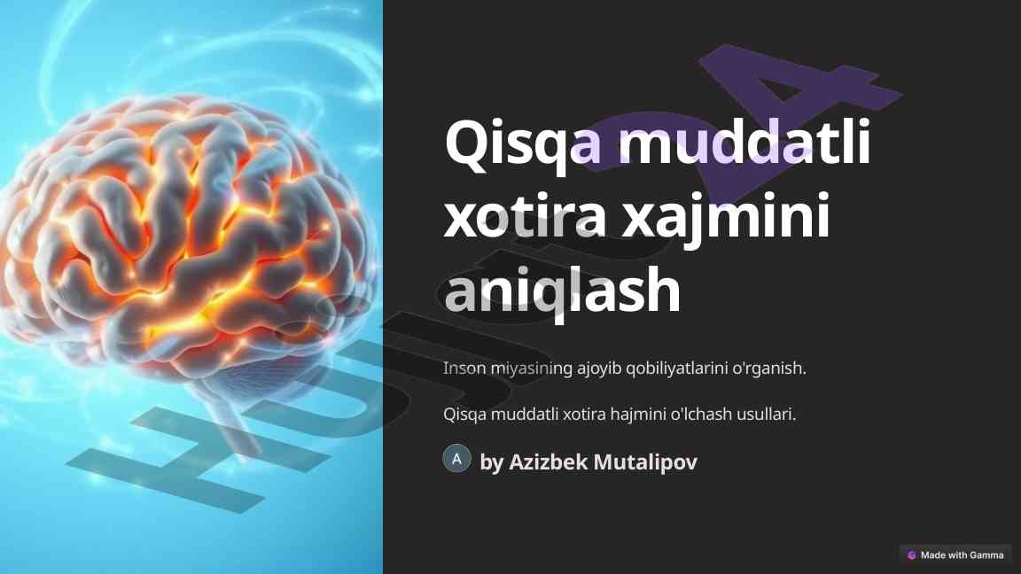 Qisqa muddatli xotira xajmini aniqlash usullari