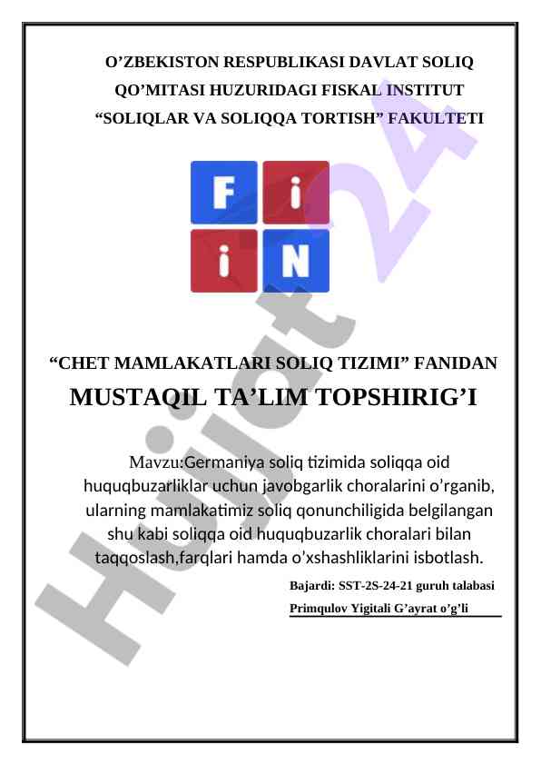 Germaniya soliq tizimida soliqqa oid huquqbuzarliklar