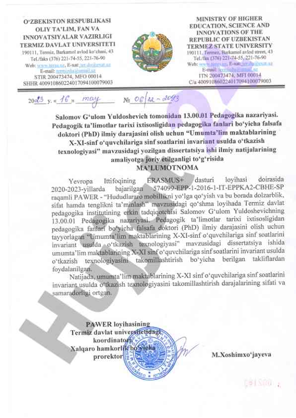 Innovatsion texnologiyalarni ta'limda qo'llash