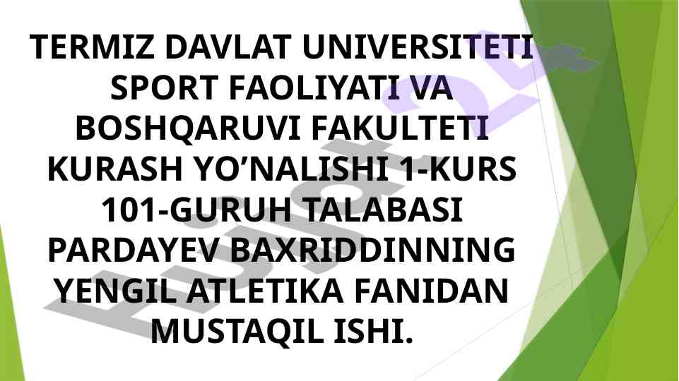 Yugurish texnikasi asoslari va ahamiyati