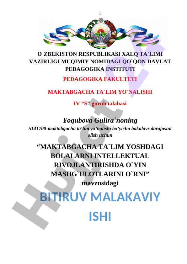 Maktabgacha ta'lim yoshlardagi bolalarni rivojlantirish