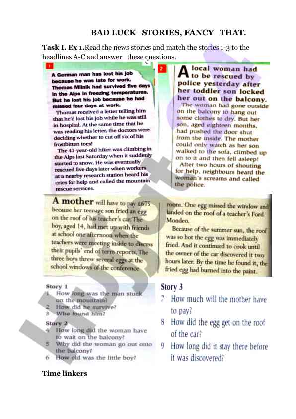 Grammar and time linkers in english language