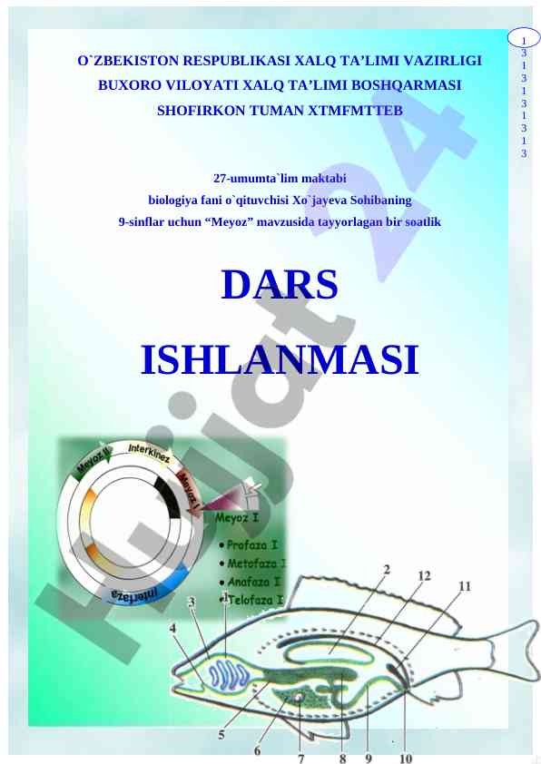 Meyoz mavzusida biologiya dars ishlanmasi