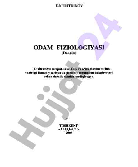 Odam fiziologiyasi darsligi oliy ta’lim uchun