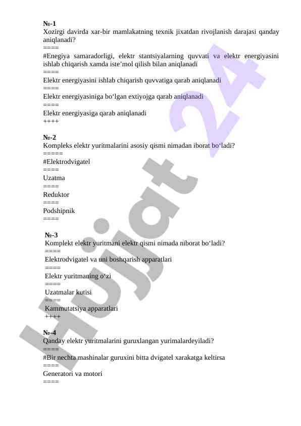 Elektr yuritmalarining turlari va strukturasi
