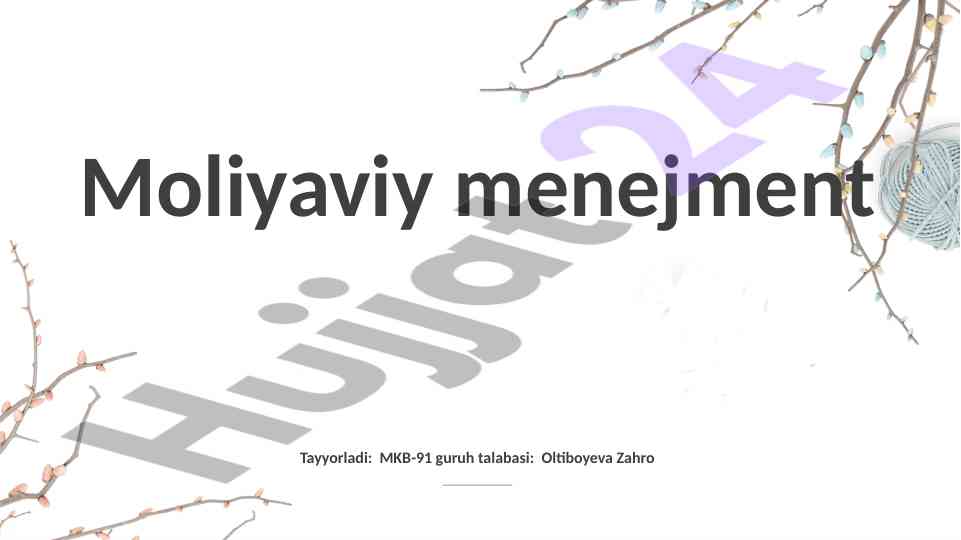 Moliyaviy menejment ahamiyati va funktsiyalari