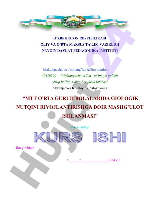Mtt orta guruh bolalarida nutq rivojlantirish