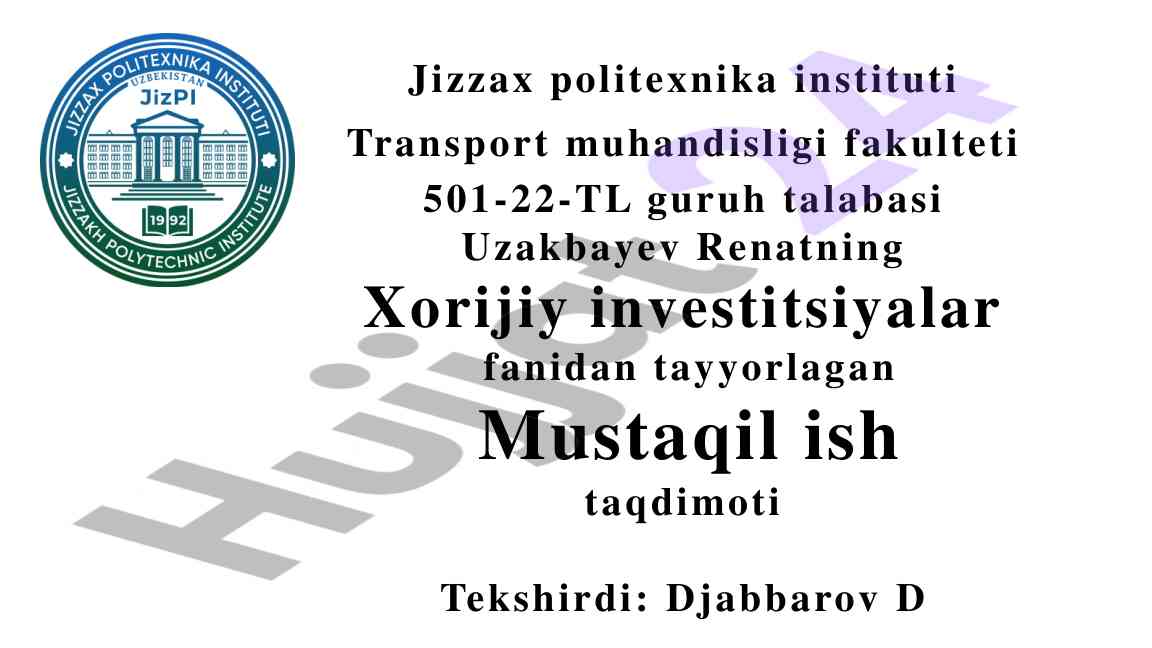 Germaniya xorijiy investitsiyalari taqdimoti