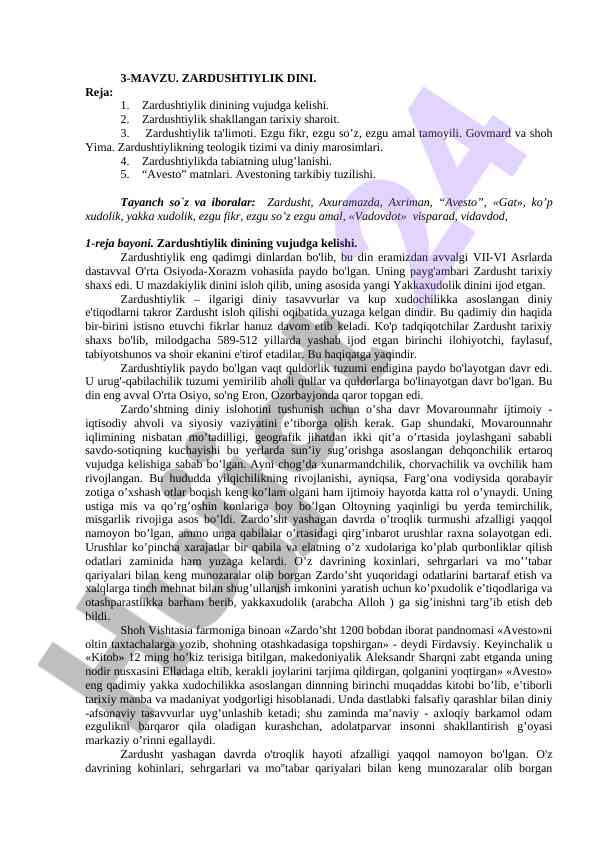 Zardushtiylik dini: tarixi va ta'limoti