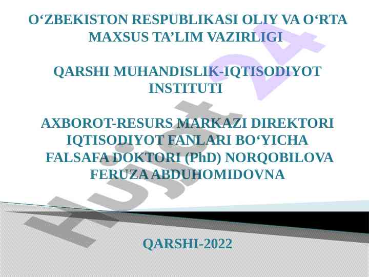 Axborot-resurs markazi faoliyati va kurslari