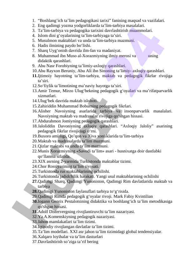 Boshlang'ich ta'lim pedagogikasi tarixi va muammolari
