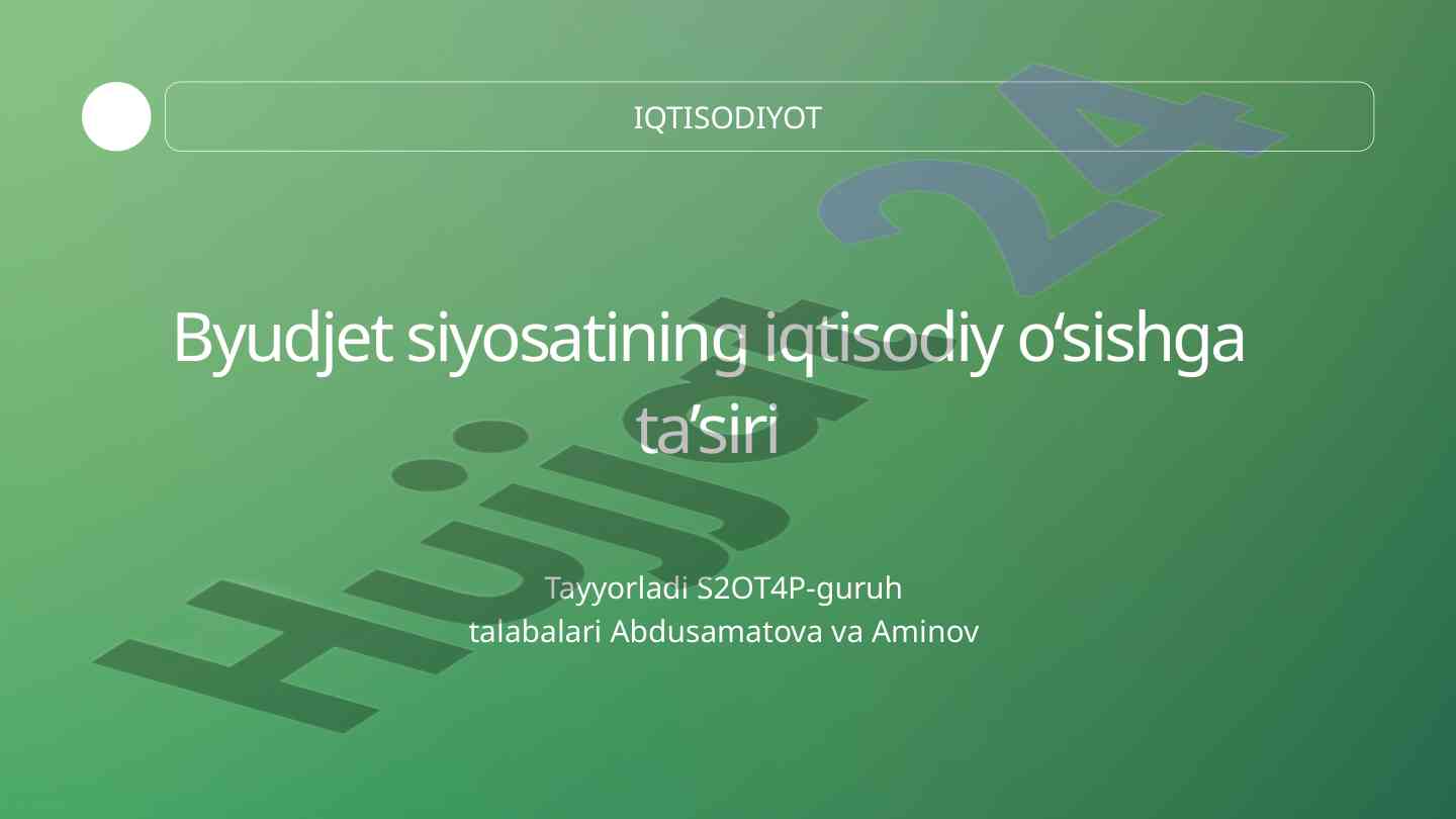 Byudjet siyosatining iqtisodiy o‘sishga ta’siri