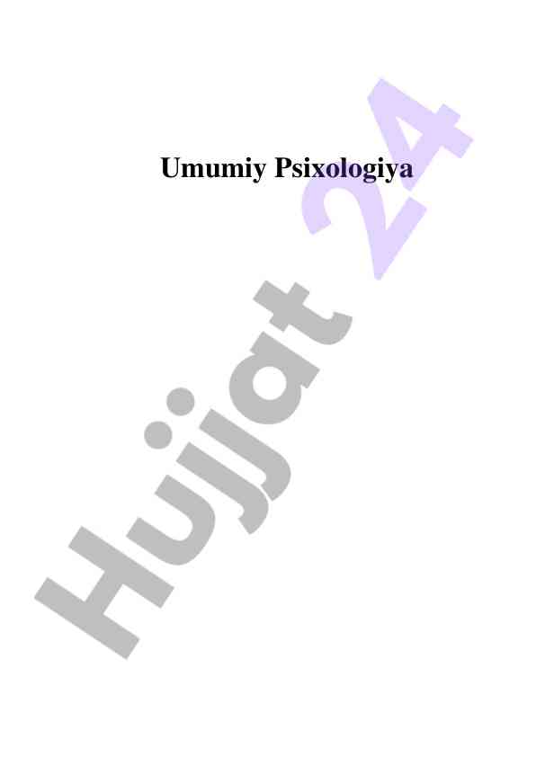 Umumiy psixologiya darslikning yangi nashri