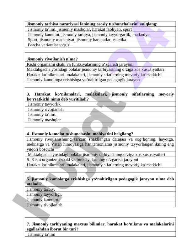 Jismoniy tarbiya nazariyasi asosiy tushunchalari