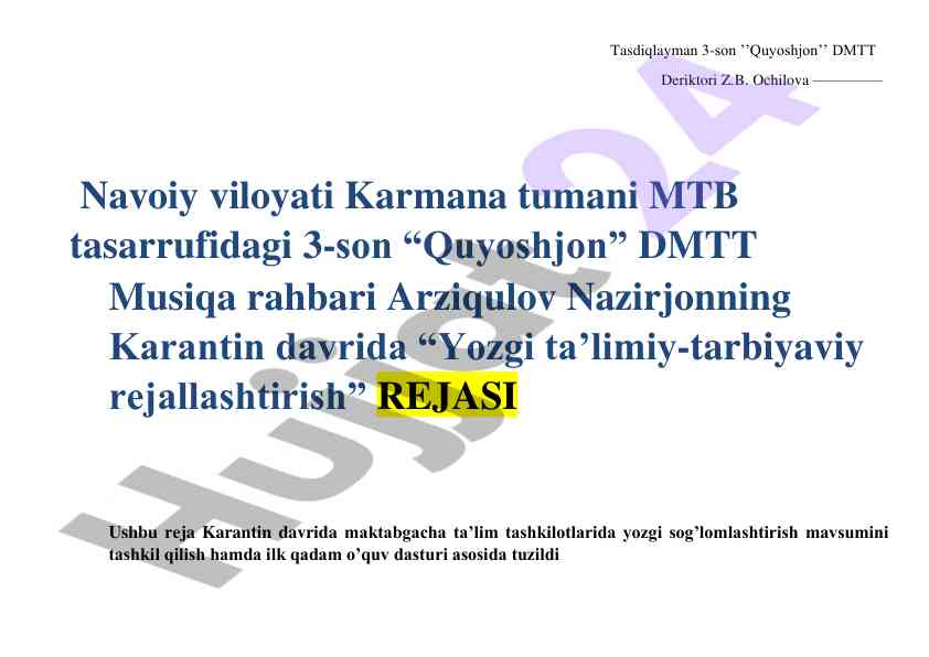 Yozgi ta’limiy-tarbiyaviy rejalar taqdimoti
