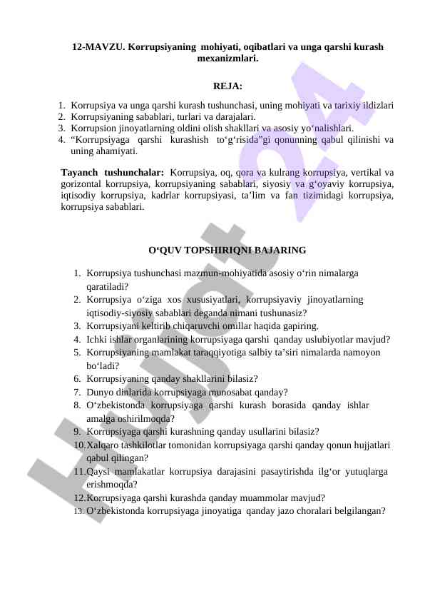 Korrupsiyaning mohiyati va unga qarshi kurash mechanizmlari