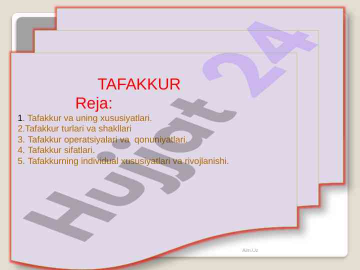 Tafakkur va uning xususiyatlari tushunchasi