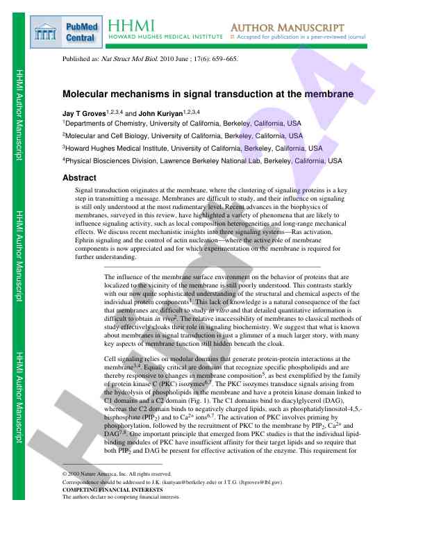 Molekulyar mexanizmlar va signal o‘tkazish