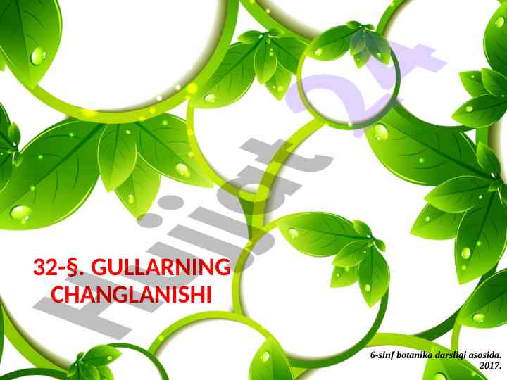 Gullarning changlanishi va o'simliklar biologiyasi
