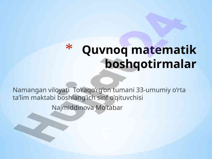 Quvnoq matematik boshqotirmalar o‘quvchilarga