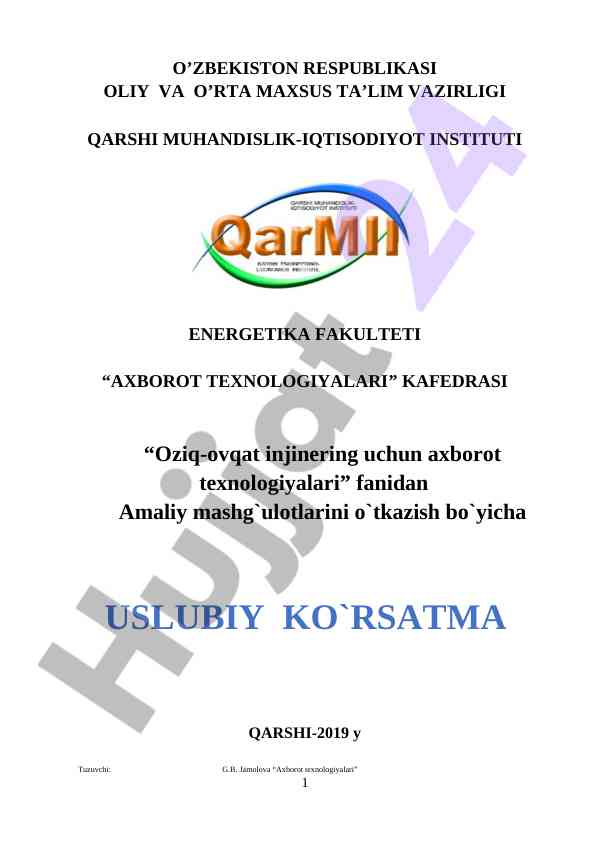 Oziq-ovqat injiniringi uchun axborot texnologiyalari