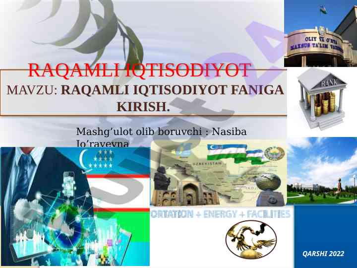 Raqamli iqtisodiyot faniga kirish