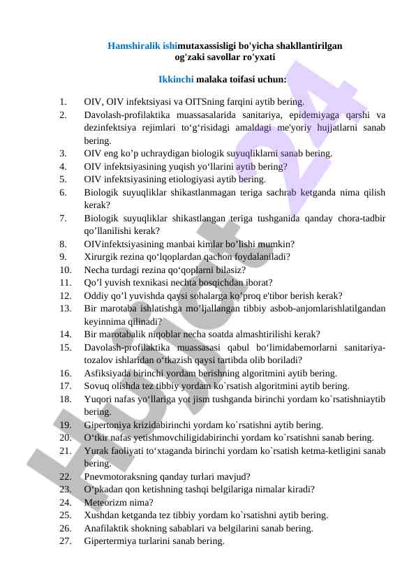 Oiv infektsiyasi va davolash usullari