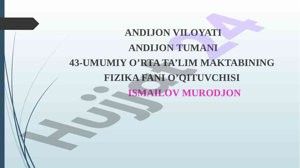 Fizika fanida masalalar yechish darsi rejasi
