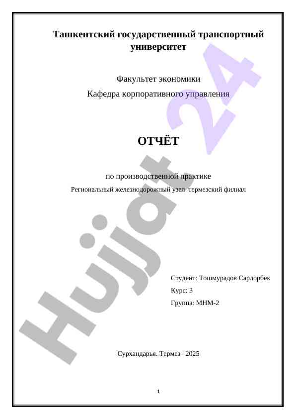 Отчёт по производственной практике студента тошмурадова