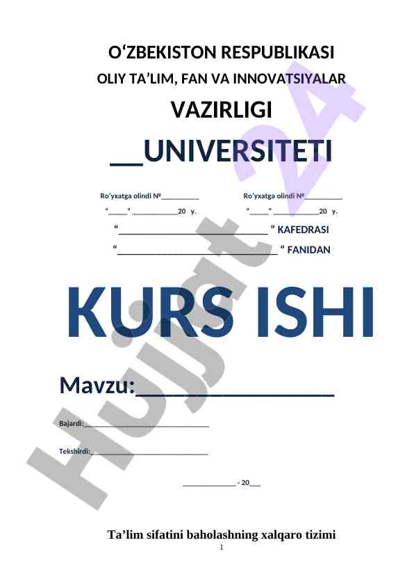 Ta'lim Sifatini Baholashning Xalqaro Tizimi