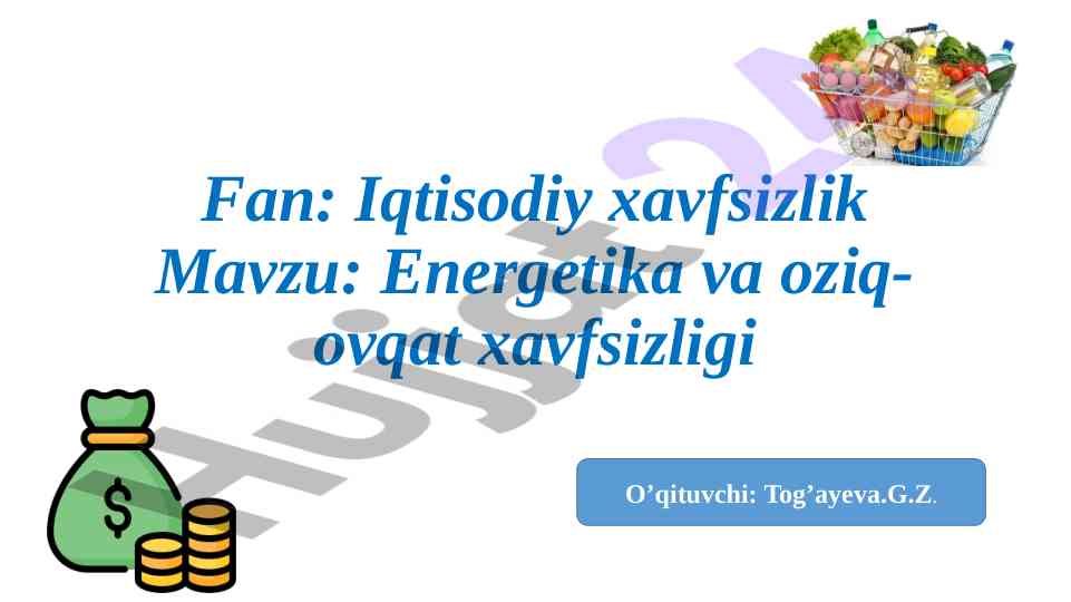 Energetika va oziq-ovqat xavfsizligi masalalari