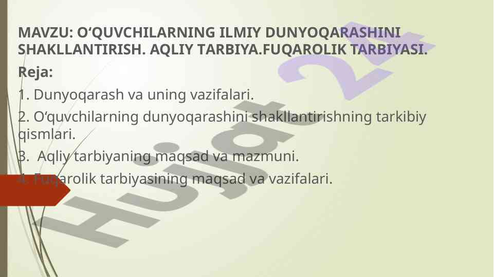 O‘quvchilarning ilmiy dunyoqarashini shakllantirish