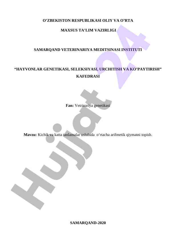O‘rtacha arifmetik qiymatni hisoblash usullari