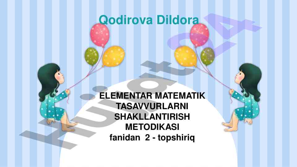 Elementar matematik tasavvurlarni shakllantirish