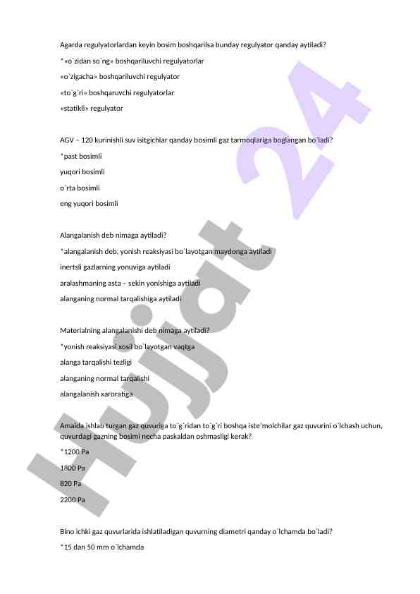Gaz tarmoqlari bоsimini boshqarish usullari