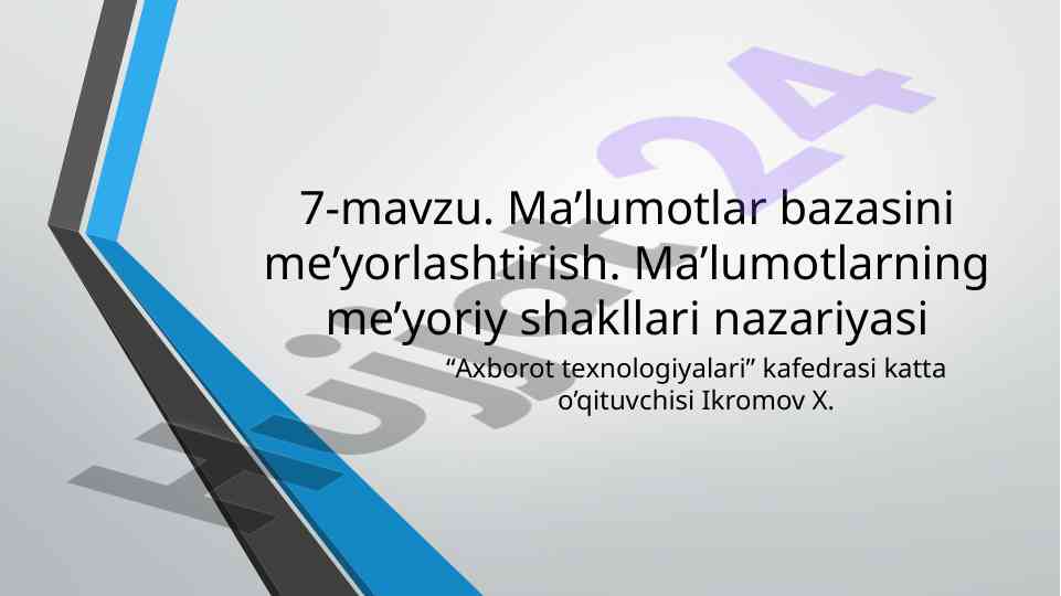 Ma’lumotlar bazasi me’yorlashtirish nazariyasi